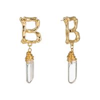 26 English Alphabet  Natural Stone Pearl Shell Earrings Jewelry Wholesale Nihaojewelry sku image 2