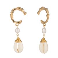 26 English Alphabet  Natural Stone Pearl Shell Earrings Jewelry Wholesale Nihaojewelry sku image 3