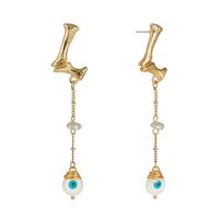 26 English Alphabet  Natural Stone Pearl Shell Earrings Jewelry Wholesale Nihaojewelry sku image 10