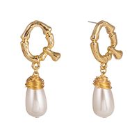 26 English Alphabet  Natural Stone Pearl Shell Earrings Jewelry Wholesale Nihaojewelry sku image 16