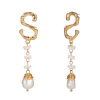 26 English Alphabet  Natural Stone Pearl Shell Earrings Jewelry Wholesale Nihaojewelry sku image 17