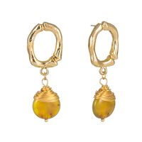 26 English Alphabet  Natural Stone Pearl Shell Earrings Jewelry Wholesale Nihaojewelry sku image 13