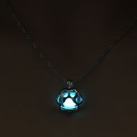 Hot Sale Luminous Cage Hollow Cat Claw Pendant Halloween Alloy Necklace For Women Accessories sku image 1