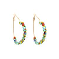 Exaggerated Rice Beads Love Hand-woven Color Niche Bohemian Ethnic Earrings sku image 1