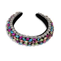 Fashion Exquisite Diamond-shaped Colored Gemstone Silver Transparent Exaggerated Headband Wholesale Nihaojewelry sku image 1