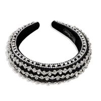 Fashion Casual Striped Silver Transparent Beads Diamond Inlaid Wide Hair Band Wholesale Nihaojewelry sku image 1