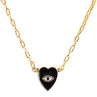 Black Heart-shaped Diamond-studded Dripping Eyes Fashion Devil's Eyes Peach Heart Necklace For Women sku image 1