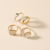 Hot Sale Fashion Diamond Alloy Ring Simple Retro Gemstone 4 Piece Ring Wholesale Nihaojewelry sku image 1