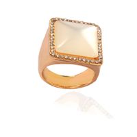 Hot Sale New Fashion Personality Alloy  Simple Retro Diamond Square Gem Ring Wholesale Nihaojewelry sku image 1