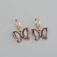 Crystal Butterfly Earrings Exquisite Diamond-studded Glass Earrings Wholesale Nihaojewelry sku image 2