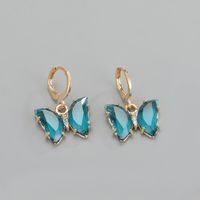Crystal Butterfly Earrings Exquisite Diamond-studded Glass Earrings Wholesale Nihaojewelry sku image 1