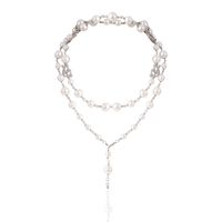 Fashion Simple Multi-layer Pearl Necklace Hollow Micro Diamond Heart-shaped Necklace sku image 1