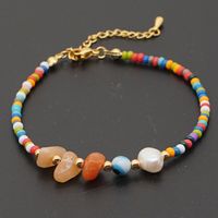 Fashion Natural Freshwater Pearl All-match Rainbow Rice Bead Foot Ornament Anklet For Women sku image 2