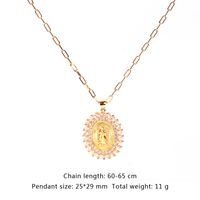 Hot-selling Micro-inlaid Zircon Thick Cable Chain Punk Hip-hop Virgin Mary Necklace sku image 2