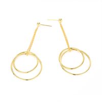 New Exaggerated Double Ring Fashion 925 Silver Gold Long Earrings For Women Wholesale sku image 1