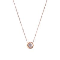 Classic Zircon Simple Stainless Steel Rose Gold Necklace Clavicle Chain Pendant For Women sku image 1