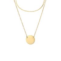 Fashion Simple Geometric Gold Pendant Titanium Steel Double Layered Necklace For Women sku image 2