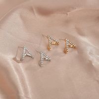Hot Sale 925 Silver Needle Korean Diamond-studded Zircon Triangle V-shaped  Earrings main image 2