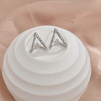 Hot Sale 925 Silver Needle Korean Diamond-studded Zircon Triangle V-shaped  Earrings main image 4