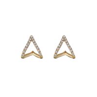 Hot Sale 925 Silver Needle Korean Diamond-studded Zircon Triangle V-shaped  Earrings main image 6
