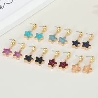 Fashion Sweet Korean Natural Stone Star Small Earrings For Women main image 3