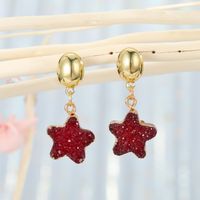 Fashion Sweet Korean Natural Stone Star Small Earrings For Women sku image 2