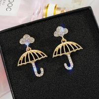 925 Silver Needle Rainbow Umbrella Rhinestone Cross Earrings Wholesale Nihaojewelry sku image 1