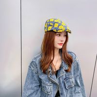 Korean Embroidered Flowers Forward Student Octagonal Hot Selling Cap Beret For Women sku image 2