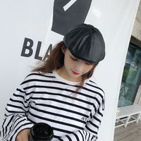 Fashion Leather Forward Korean Wild Cap Retro Tide Winter Hat For Women Wholesale sku image 1