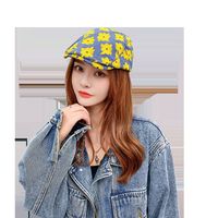 Korean Embroidered Flowers Forward Student Octagonal Hot Selling Cap Beret For Women main image 6