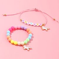 Außenhandel Grenz Überschreitende Koreanische Version Von Bonbon Farb Buchstaben Kinder Perlen Einhorn Armband Zweiteiliger Yiwu Schmuck Großhandel main image 2