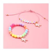 Korean Candy Color Letters Children's Beaded Unicorn Bracelet Two-piece Set Wholesale Nihaojewelry main image 5