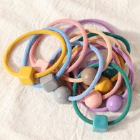Korean Simple Girl Candy Color  Round Ball Square Head Rope main image 5