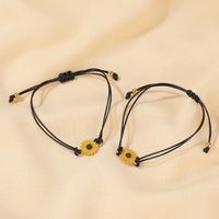 Summer Couple Daisy Simple Black Rope Alloy Hand Rope Bracelet For Women Wholesale sku image 1