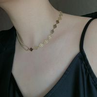 Short Fashion 14k Gold Non-fading Smiley Tank Chain Alloy Choker Delicate Clavicle Chain For Women main image 6