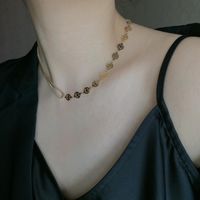 Short Fashion 14k Gold Non-fading Smiley Tank Chain Alloy Choker Delicate Clavicle Chain For Women main image 5