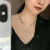 Short Fashion 14k Gold Non-fading Smiley Tank Chain Alloy Choker Delicate Clavicle Chain For Women main image 4