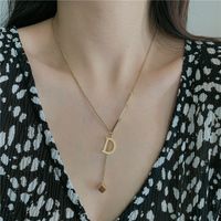 14k Gold Color No Fade Simple Letter D Tassel Pendant Clavicle Chain Necklace For Women main image 1