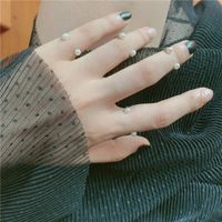 Korea Open U-shaped Pearl Adjustable Brass Alloy Ring For Women main image 3