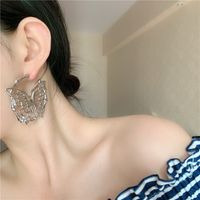 Korea Niche Design Big Hoop Earrings Hollow Exaggerated Dark Metal Joints Big Butterfly Earrings main image 1
