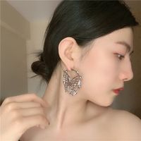 Korea Niche Design Big Hoop Earrings Hollow Exaggerated Dark Metal Joints Big Butterfly Earrings main image 5