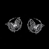 Japanisches Und Koreanisches Design Große Kreis Ohrringe Hohl Übertrieben Dunkle Metall Knötchen Große Schmetterlings Ohrringe Weiblich Cool main image 6