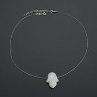 Acrylic Cellulose Acetate Sheet Synthetic Opal Palm Pendant Necklace Lucky Hand White Blue Creative Ornament main image 5