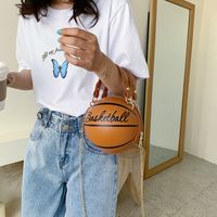 Funny Small Round Women's New Messenger Pink Chain Basketball Bag main image 4
