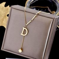 14k Gold Color No Fade Simple Letter D Tassel Pendant Clavicle Chain Necklace For Women sku image 1