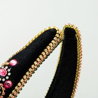 New Fashion Rose Flower Inlaid Rhinestone Thin Sponge Headband Luxury Ball Baroque Hair Accessories main image 5