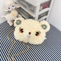 Autumn New Soft Cute Girls Heart Bear Soft Messenger Plush Chain Single Shoulder Coin Purse sku image 1