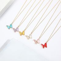 Fashion Girls Dream Transparent Crystal Glass Butterfly Alloy Necklace Clavicle Chain main image 1
