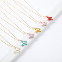 Fashion Girls Dream Transparent Crystal Glass Butterfly Alloy Necklace Clavicle Chain main image 4