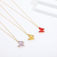Fashion Girls Dream Transparent Crystal Glass Butterfly Alloy Necklace Clavicle Chain main image 5